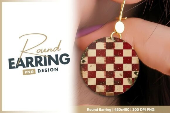 Download Round Earring Png Checkerboard Design - Design Collection