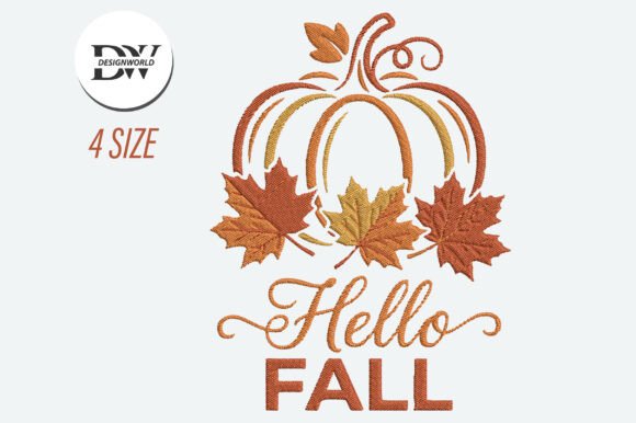 Download Hello Fall Pumpkin Embroidery Design - Design Collection