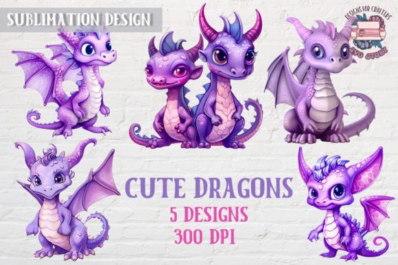 Download Cute Violet Dragons Sublimation Design - Design Collection