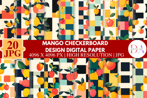 Download Mango Checkerboard Design Digital Paper - Design Collection